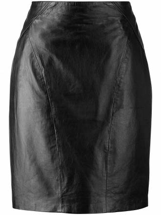 Lederrock in gerader Form Peter Hahn schwarz Größe: 22