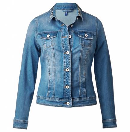 Helle Denimjacke mit Nieten – light blue used