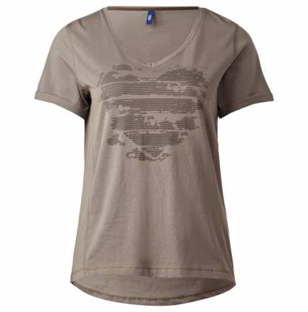 V-Neck T-Shirt mit Herz – dark sand
