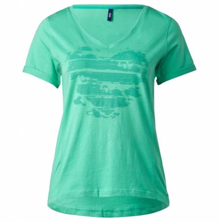 V-Neck T-Shirt mit Herz – electric green