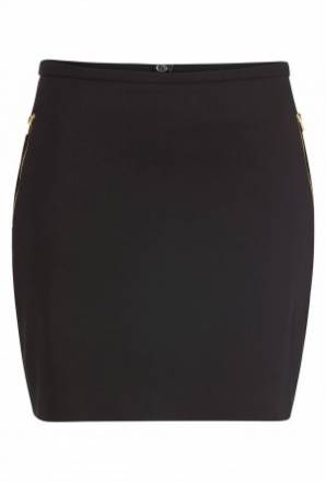 KURZER STRETCH-ROCK SCHWARZ MIT ZWEI ZIPPER-TASCHEN IN GOLD