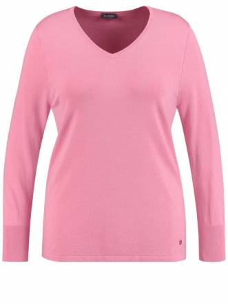Basic-Pullover mit V-Ausschnitt Samoon Petal Pink